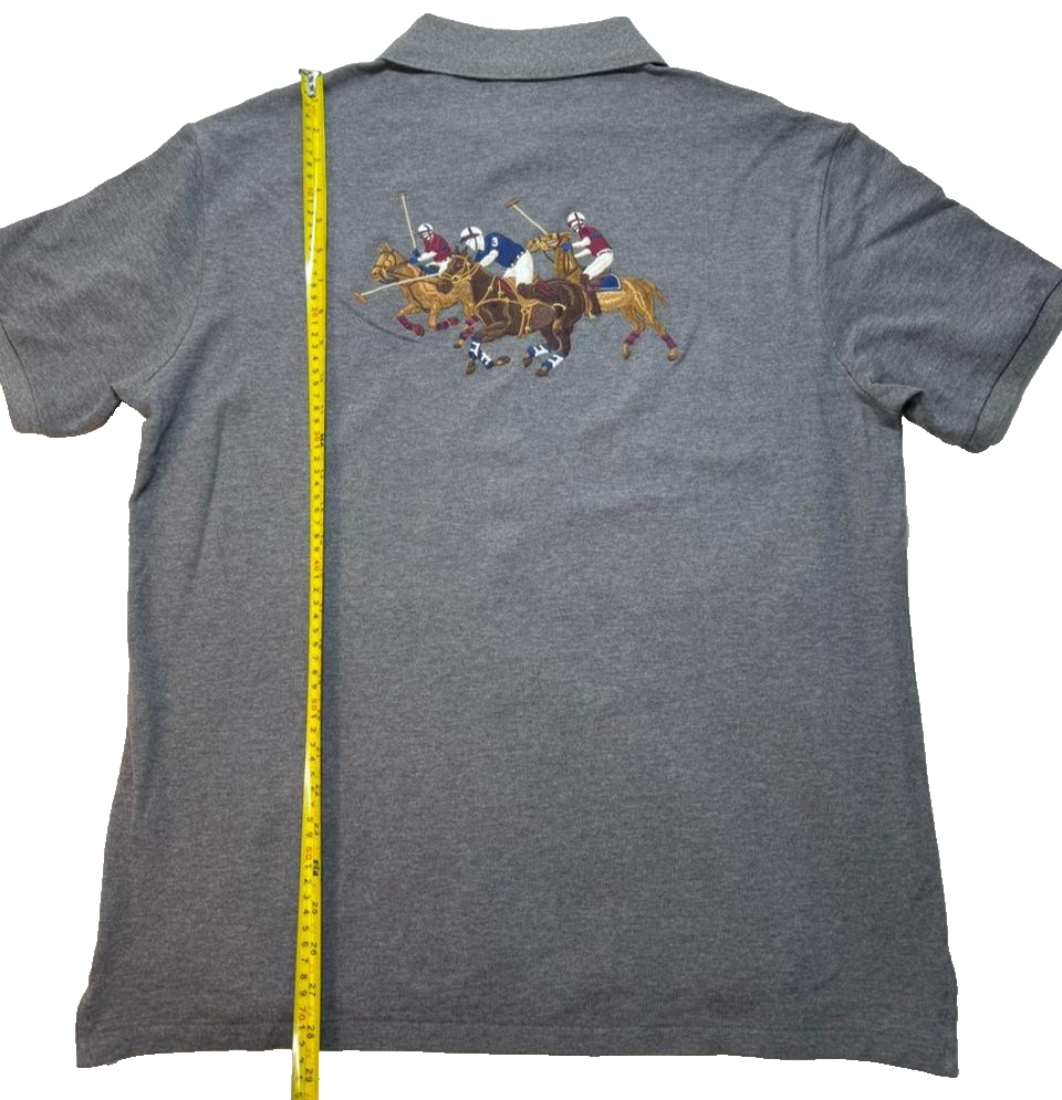 Ralph Lauren Men's Gray Polo Shirt Size XL Embroidered Polo Players