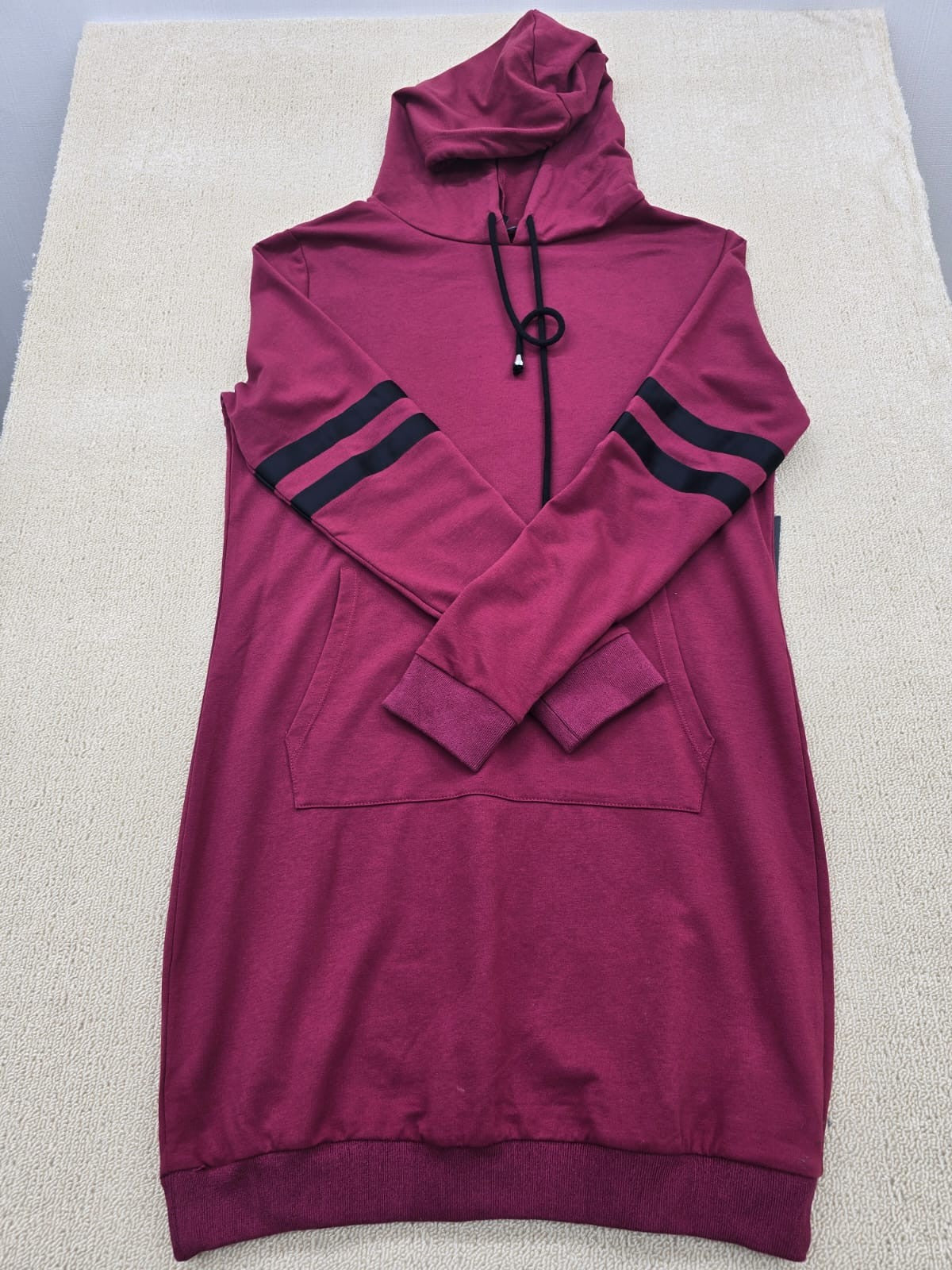 Tiana B Magenta Hoodie Dress M Long Sleeve Stripe Pocket Women