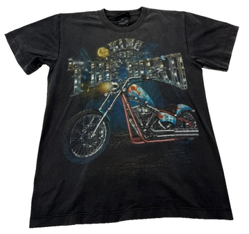 Rock Chang Men's T-Shirt Black Biker Chopper 3D Glow In Dark Heavyweight Medium