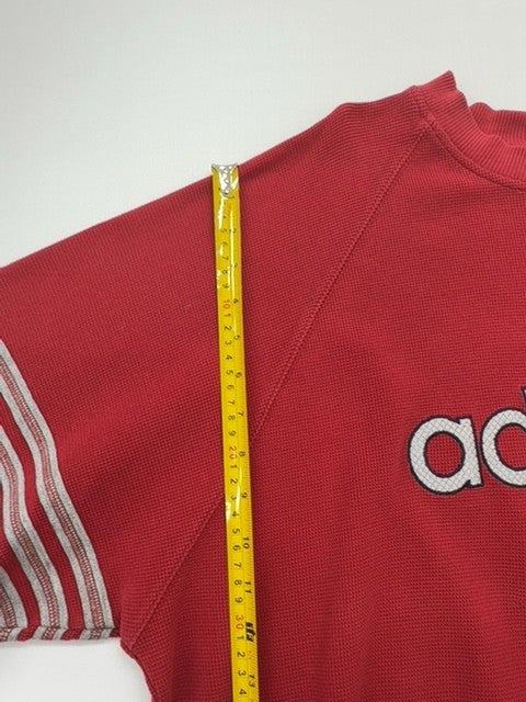 Adidas Unisex Kids Red Raglan Sweatshirt Size M Logo Graphic Pullover