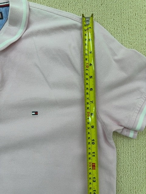 Tommy Hilfiger Pink Polo Shirt Men's Large Short Sleeve Cotton Blend