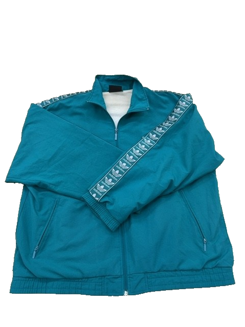 Adidas Unisex Track Jacket Turquoise Three Stripe Retro Nylon D8 F192