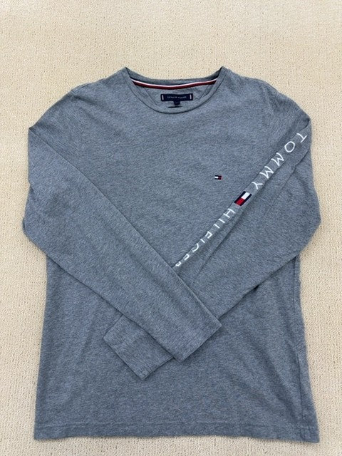Tommy Hilfiger Men's Grey Long Sleeve T-Shirt Size S Organic Cotton