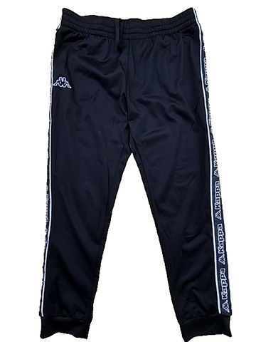 Kappa Men's Black Track Pants XXL Tapered Drawstring 100% Polyester