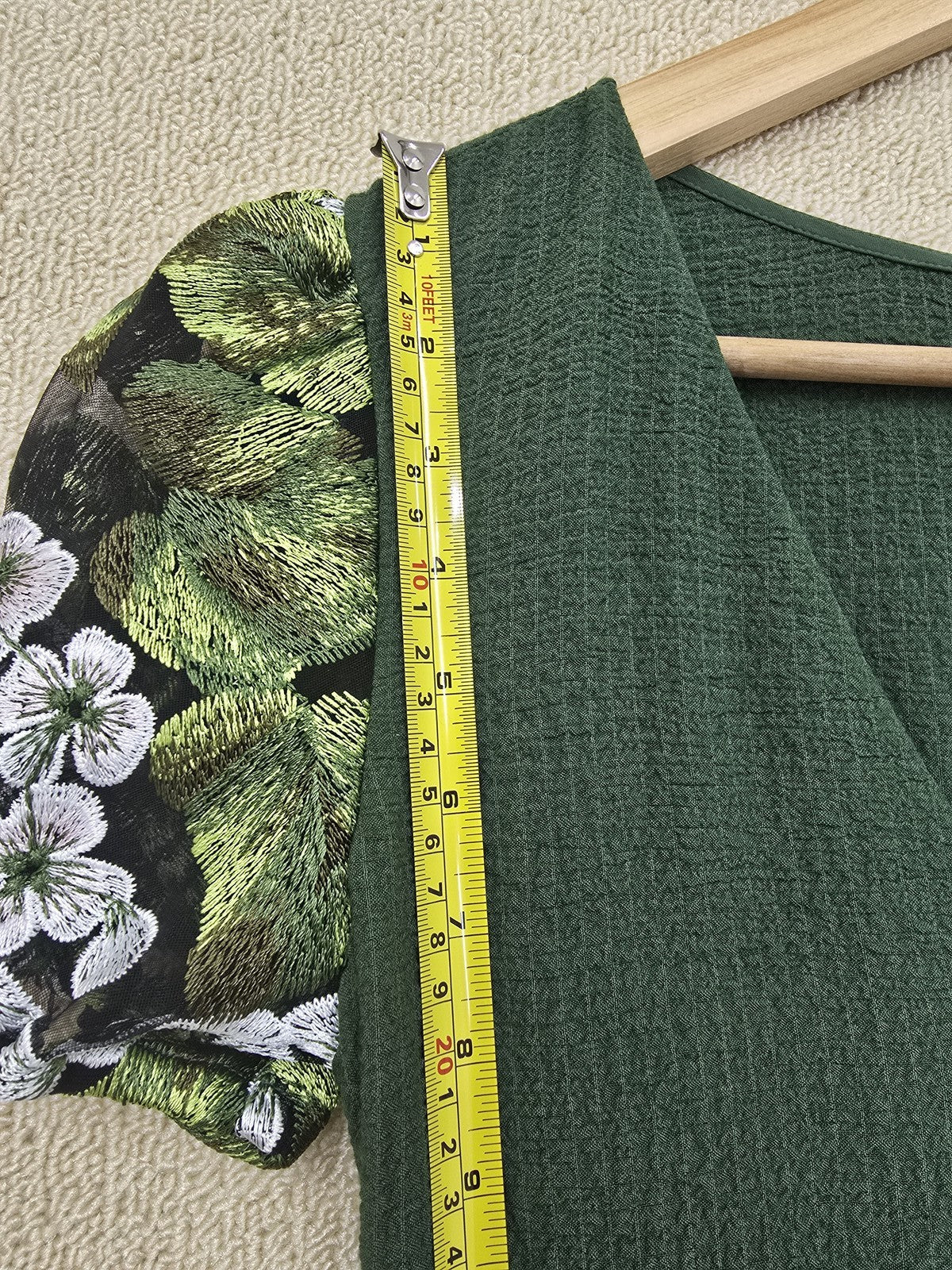 Lulu's Design XS Tiered Floral Olive Green Maxi Dress V-Neck Puff