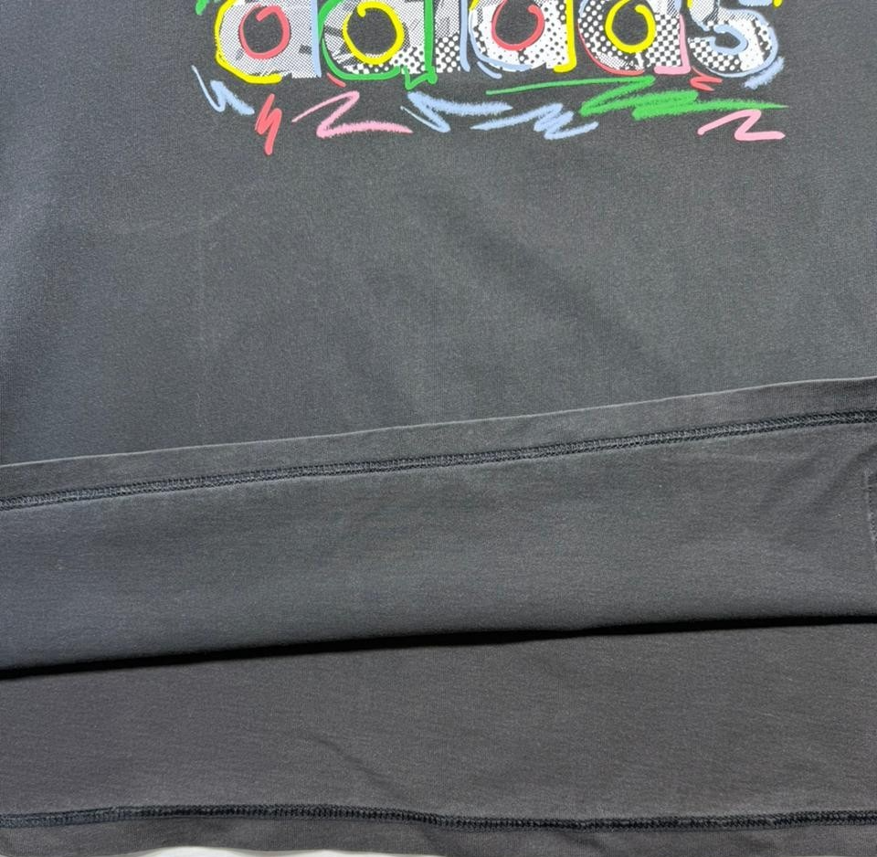 Adidas Men's Black Multi-Color Graffiti Graphic Logo T-Shirt Short Sleeve Size L