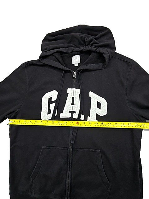 Gap Men's Black Zip-Up Fleece Hoodie Relaxed Fit Adult