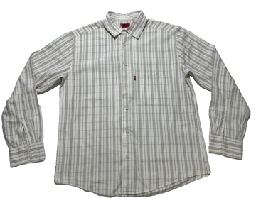 Levi'S Men's Classic One-Pocket Standard Shirt In A White, Green, And Gray Plaid