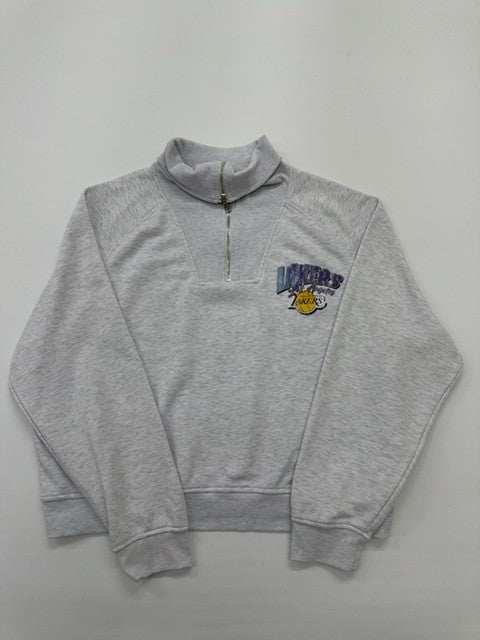 NBA Boys Lakers Heather Gray Fleece Pullover Hoodie Size L Regular Fit