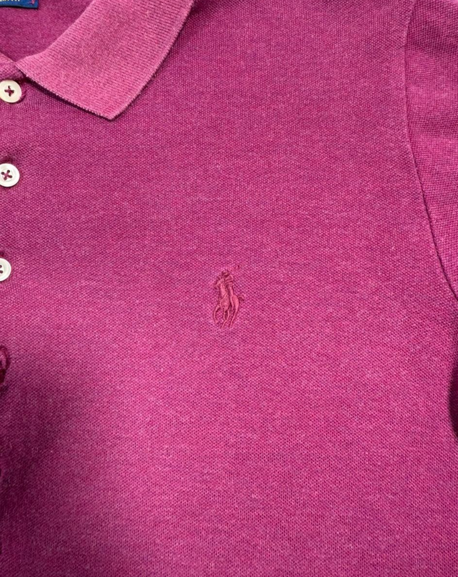 Polo Ralph Lauren Women's Magenta Slim Fit Pique Polo Shirt Pony Logo Size M