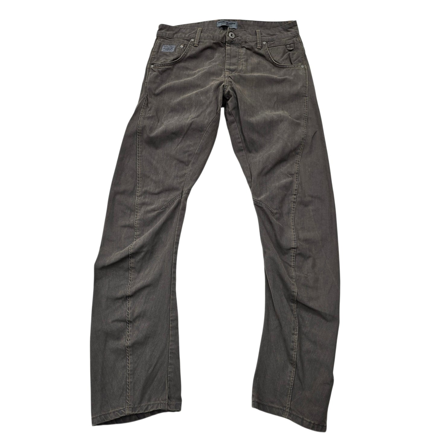 Jack & Jones Men Stone Washed Straight Jeans 33x34 Mid Rise Grey