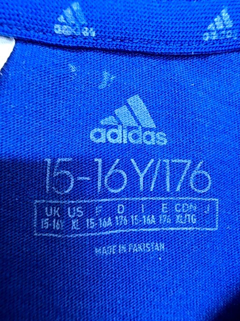 Adidas Boys Blue Graphic T-Shirt XL Short Sleeve Cotton Crew