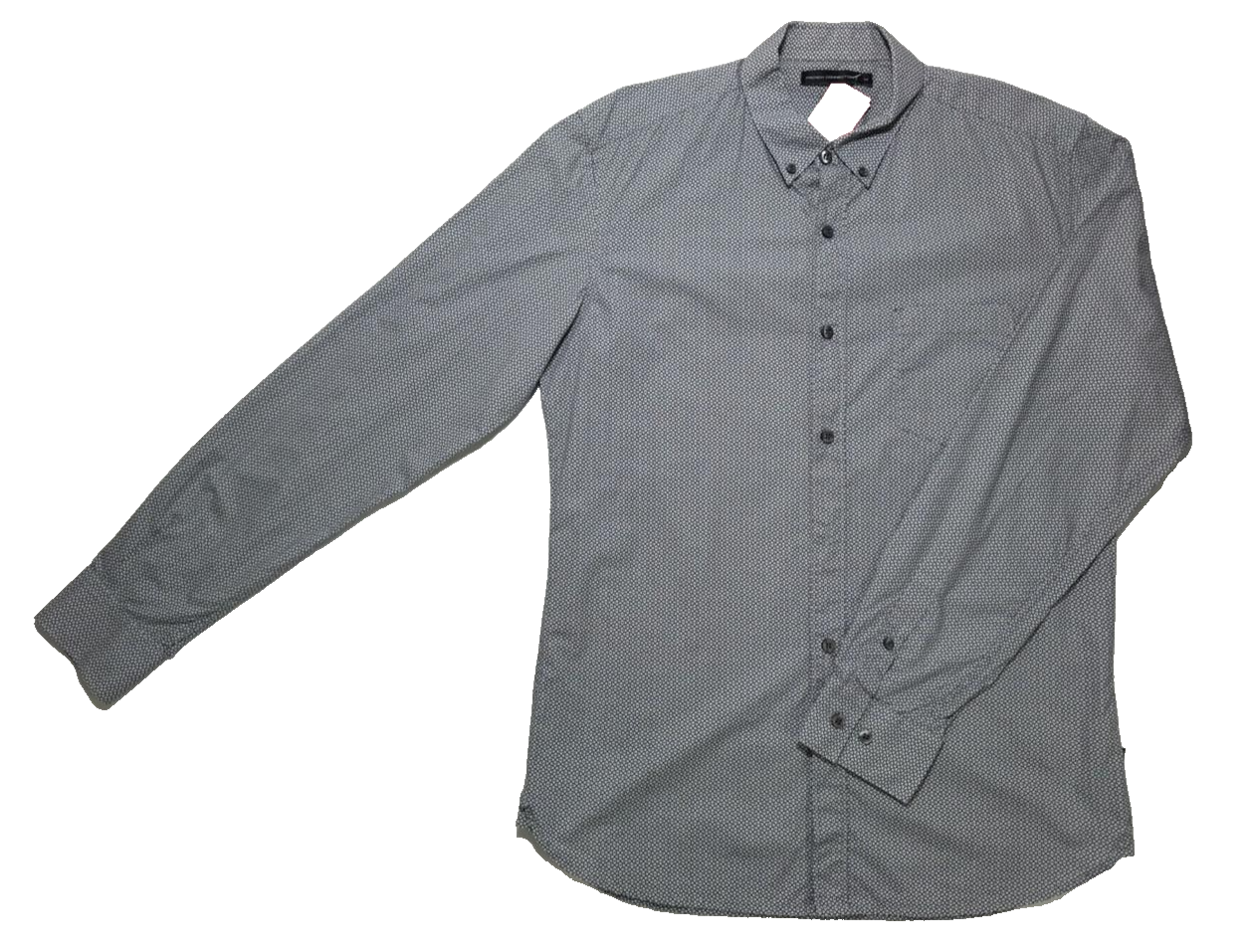 French Connection Men's Shirt - Dark Navy Ditsy Slim Long Sleeve Formal - Size M