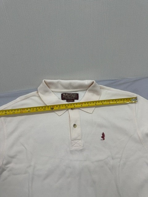 Marlboro Classics Men's White Polo Shirt XL 100% Cotton Short Sleeve