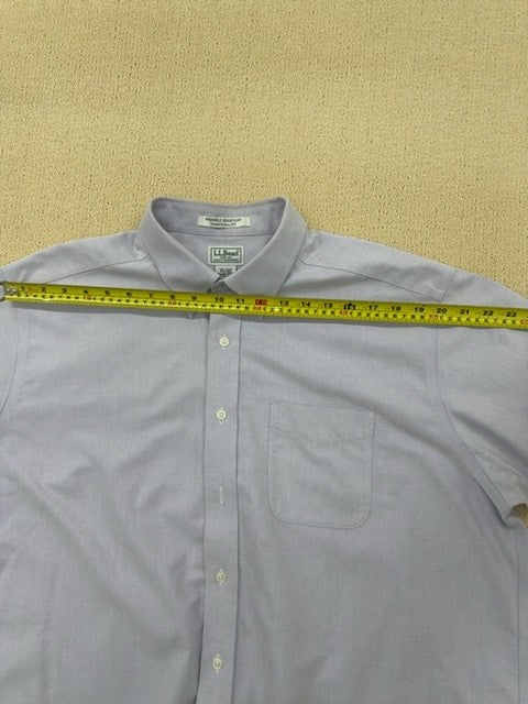 L.L.Bean Men's Short-Sleeve Button-Down Shirt Gray Cotton Size 171⁄2
