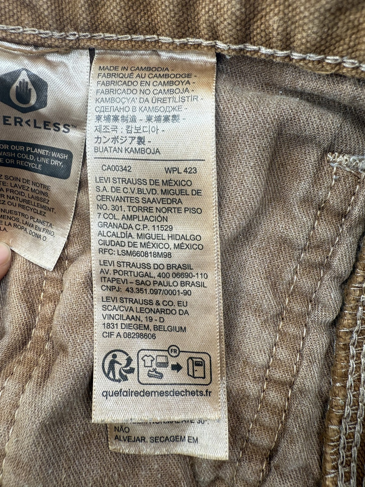 Levi's Men's W32 L32 Brown Carpenter Jeans Button Fly Loose Straight