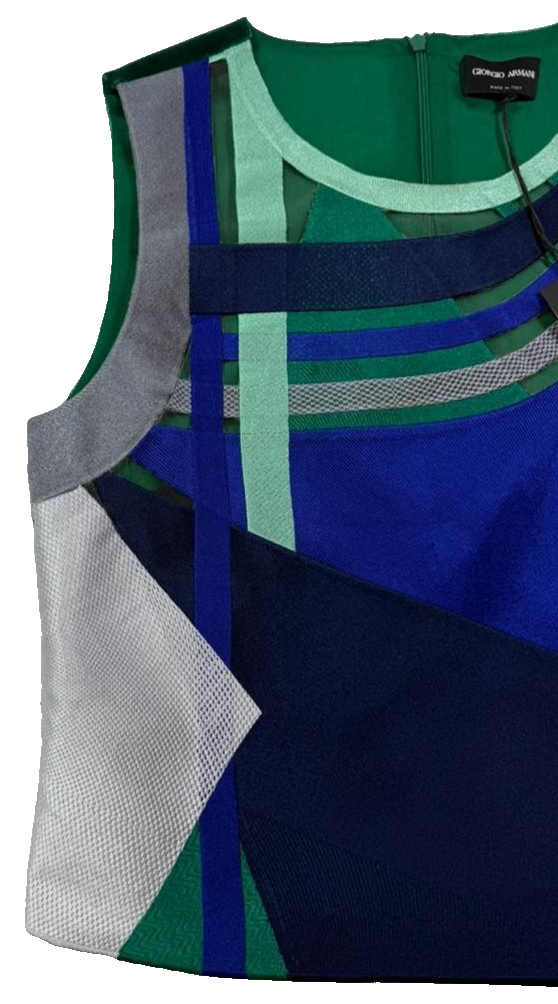 BNWT Armani Collezioni Sleeveless Top With Geometric Patch Work - Size 44