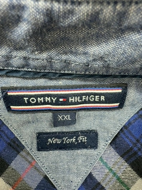 Tommy Hilfiger Men's XXL Blue Multi Plaid Flannel Long Sleeve Button Down Shirt