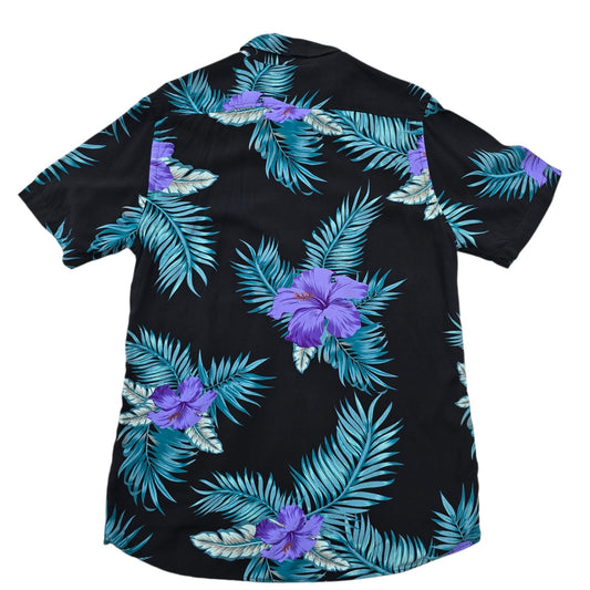 Primark Men's Black Tropical Floral Slim Fit Shirt Size M
