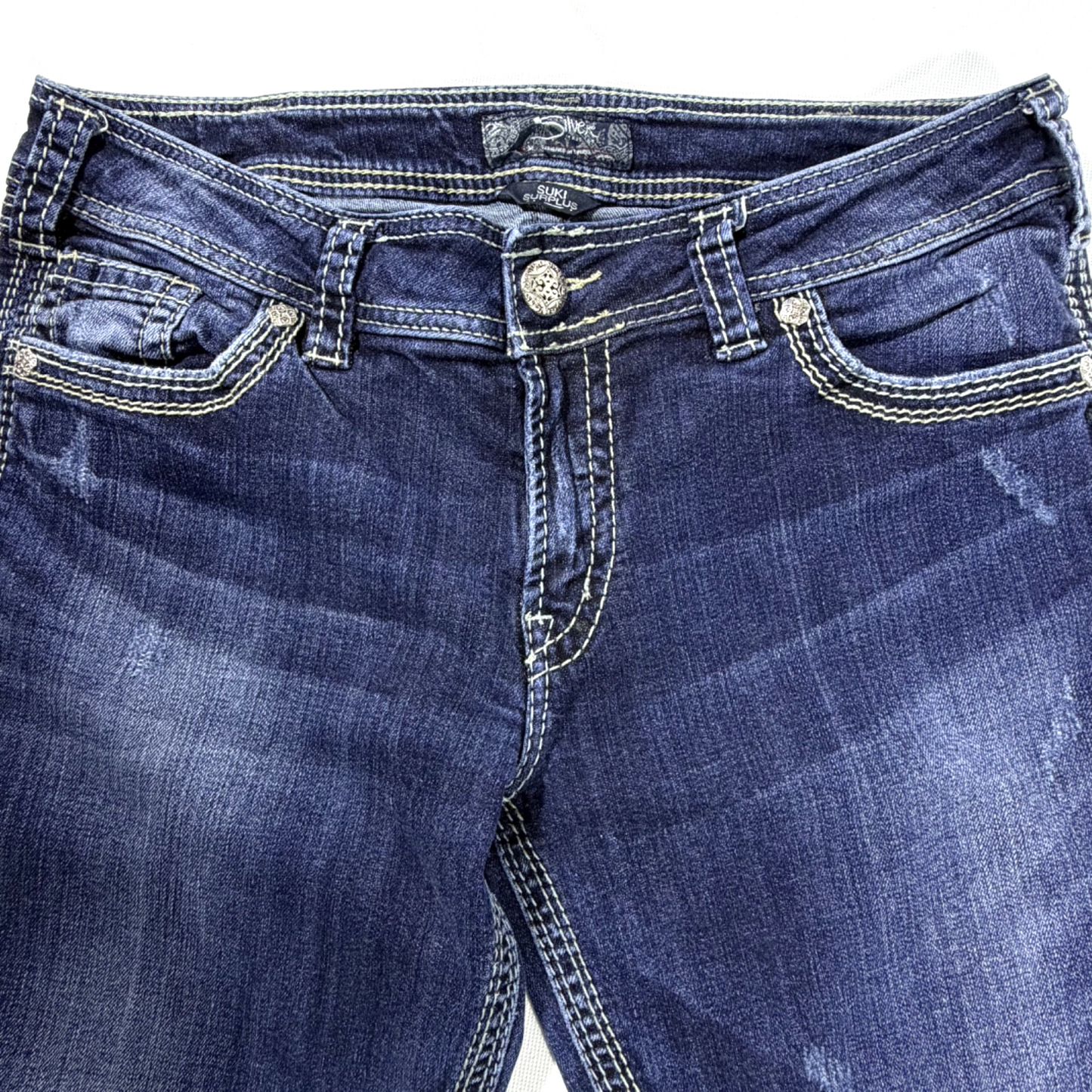 Silver Jeans Suki Distressed Women's Denim Jeans W33 L32 Flap Pockets