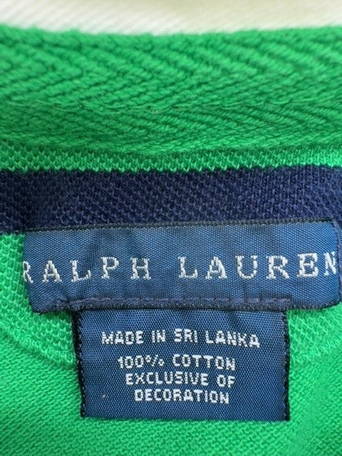 Polo Ralph Lauren Men's Green Navy Striped Polo S Vintage