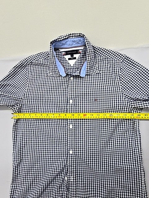 Tommy Hilfiger Slim Fit L Black White Gingham Check Dress Shirt Button-Up