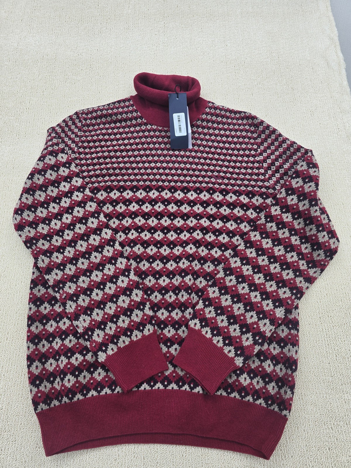 Harmont & Blaine Men's Burgundy Checkered Turtleneck Sweater Italy