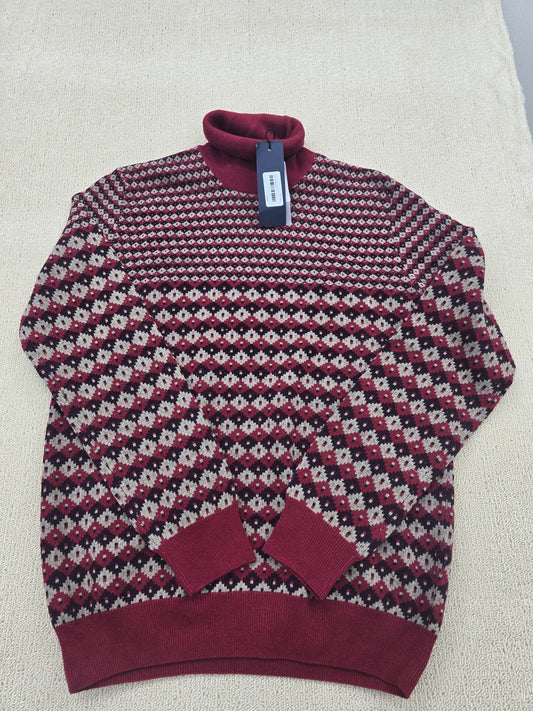 Harmont & Blaine Men's Burgundy Checkered Turtleneck Sweater Italy