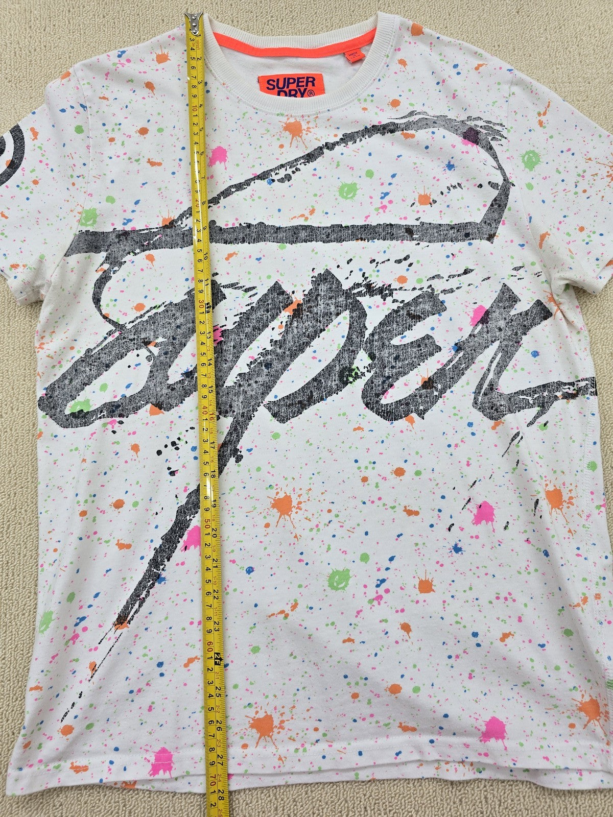 Superdry Surf Co Splatter Print Men's L White Cotton T-Shirt