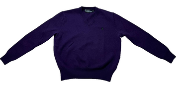 Ralph Lauren Purple Thin Knit V-Neck Pullover Jumper Sweater - Size M