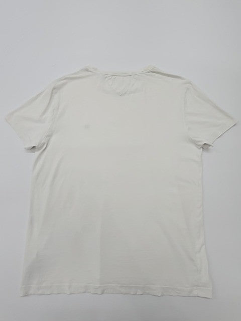 Tommy Hilfiger Men's White T-Shirt – Size L, Logo, Crew Neck