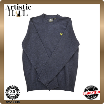 Lyle & Scott Navy Cotton Crew Neck Jumper Men's Regular Fit Long Sleeve