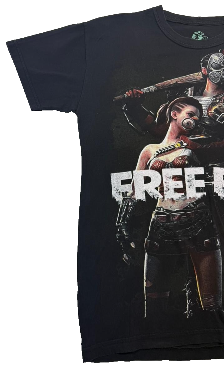 Black Free Fire Graphic Print T-Shirt Unisex - Size S