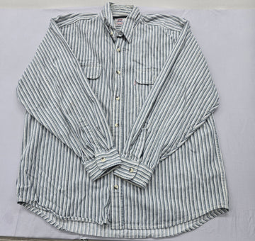 Levi's Men's Blue Striped Denim Button-Down Shirt Size L Relaxed Fit