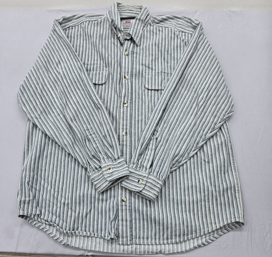 Levi's Men's Blue Shirt – Size L, Relaxed Fit, Striped
