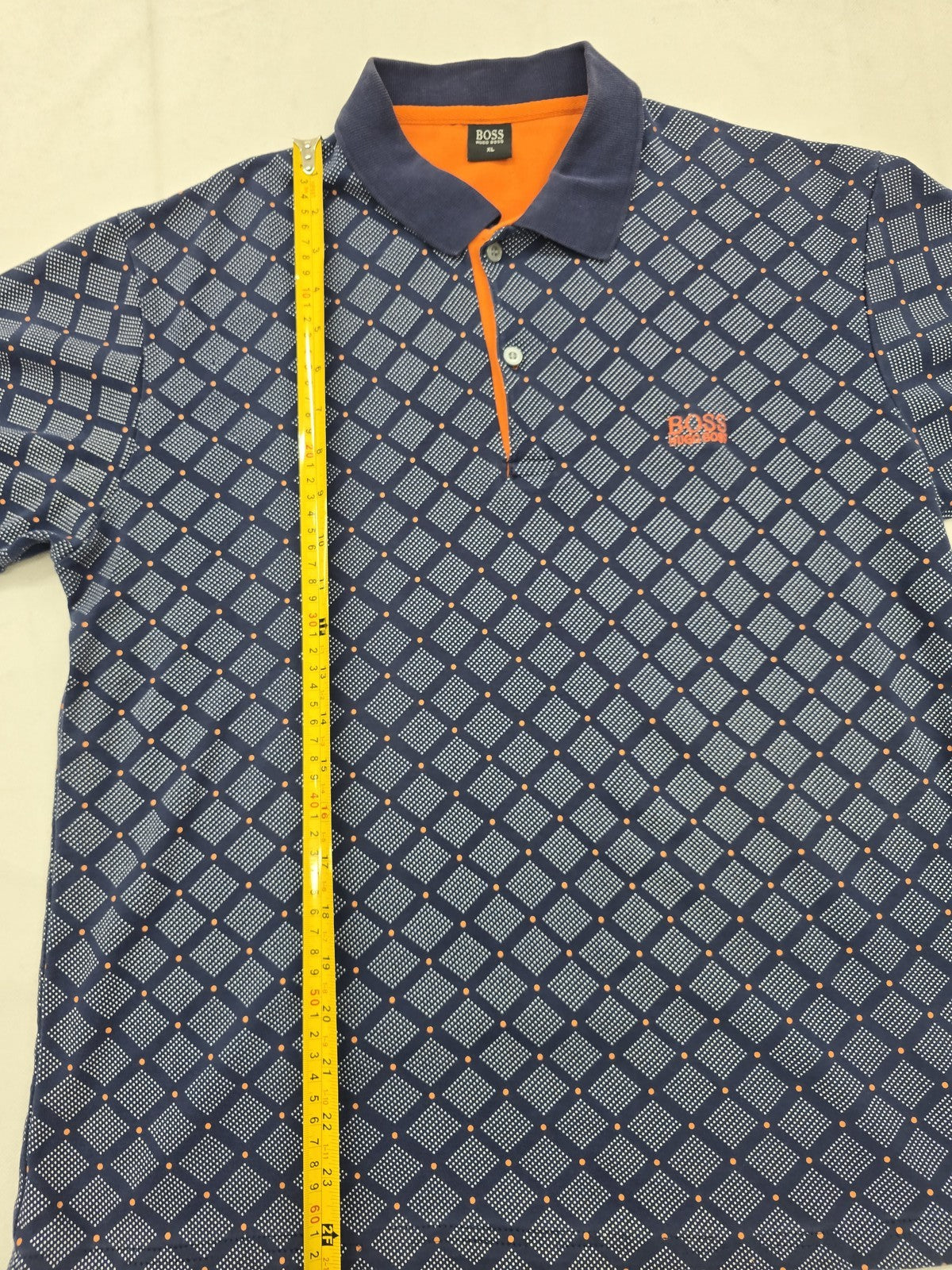 Hugo Boss XL Dark Blue Diamond Cotton Short Sleeve Polo Shirt