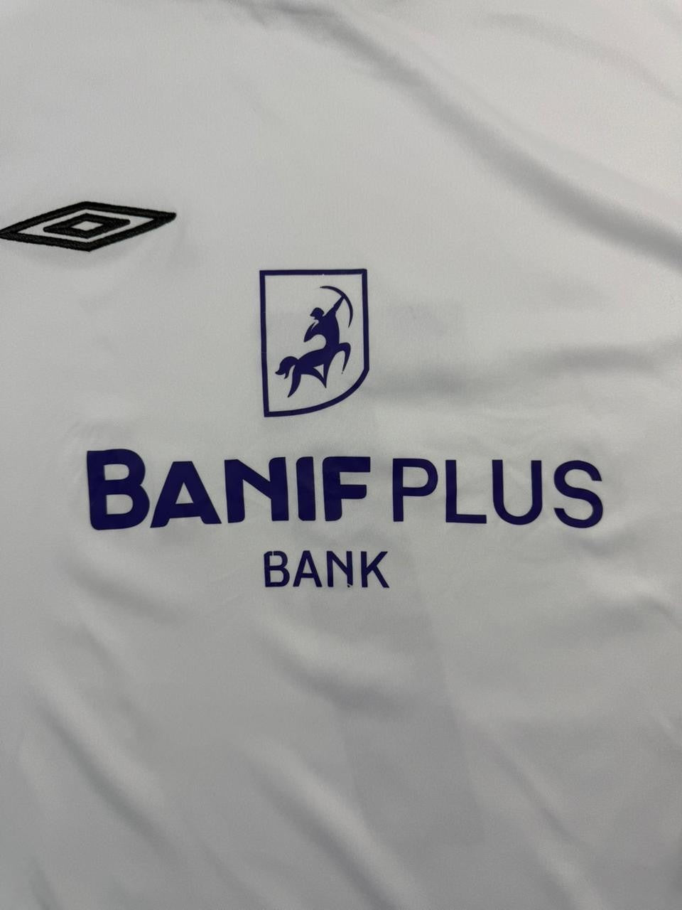White Football Jersey With A Sponsor Logo - Size XL