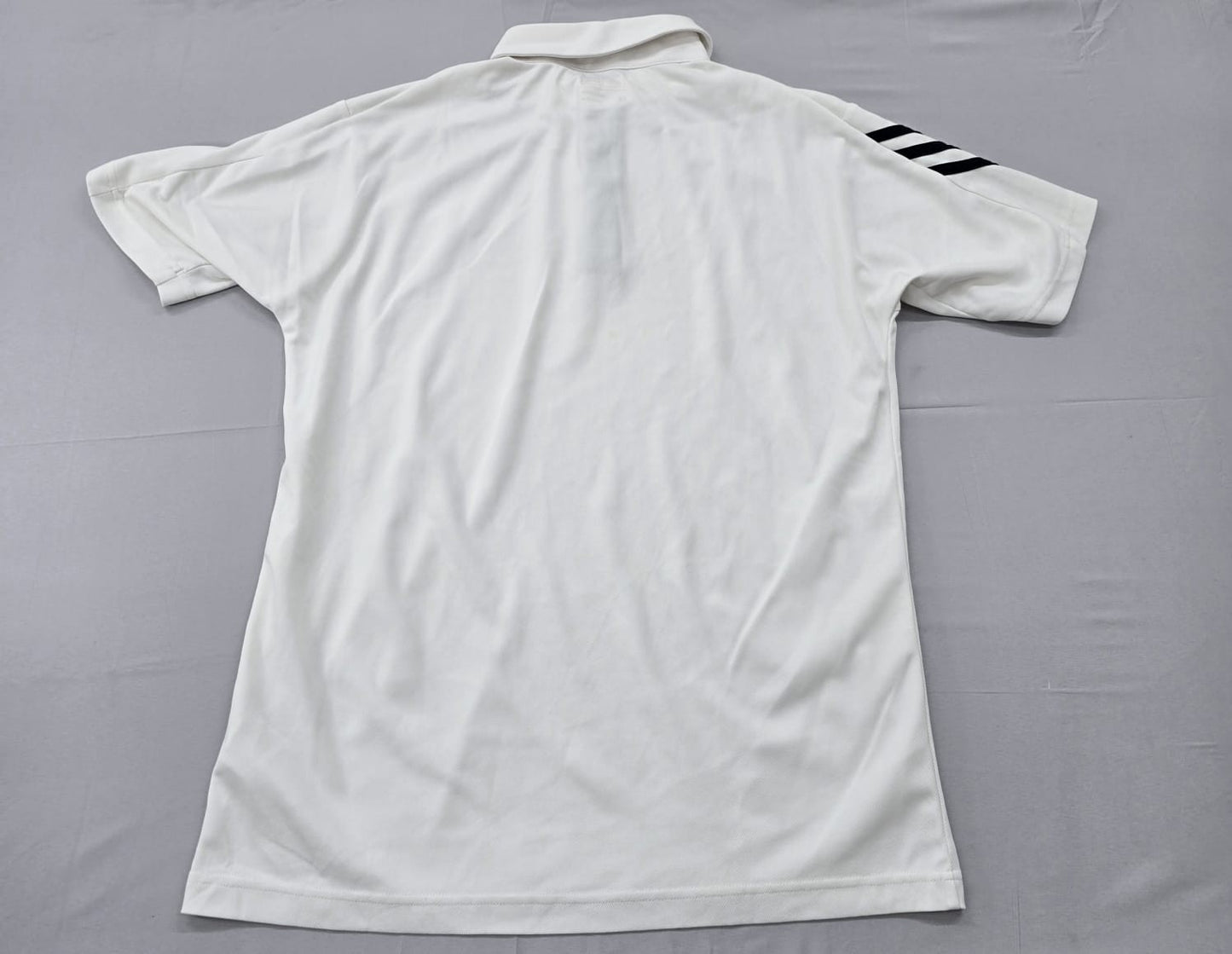 Adidas Men's White Stripe Polo Shirt Size M Short Sleeve Three Stripes