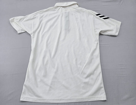 Adidas Men's White Polo Shirt – Size M, Striped, Short Sleeve – Ref 73760