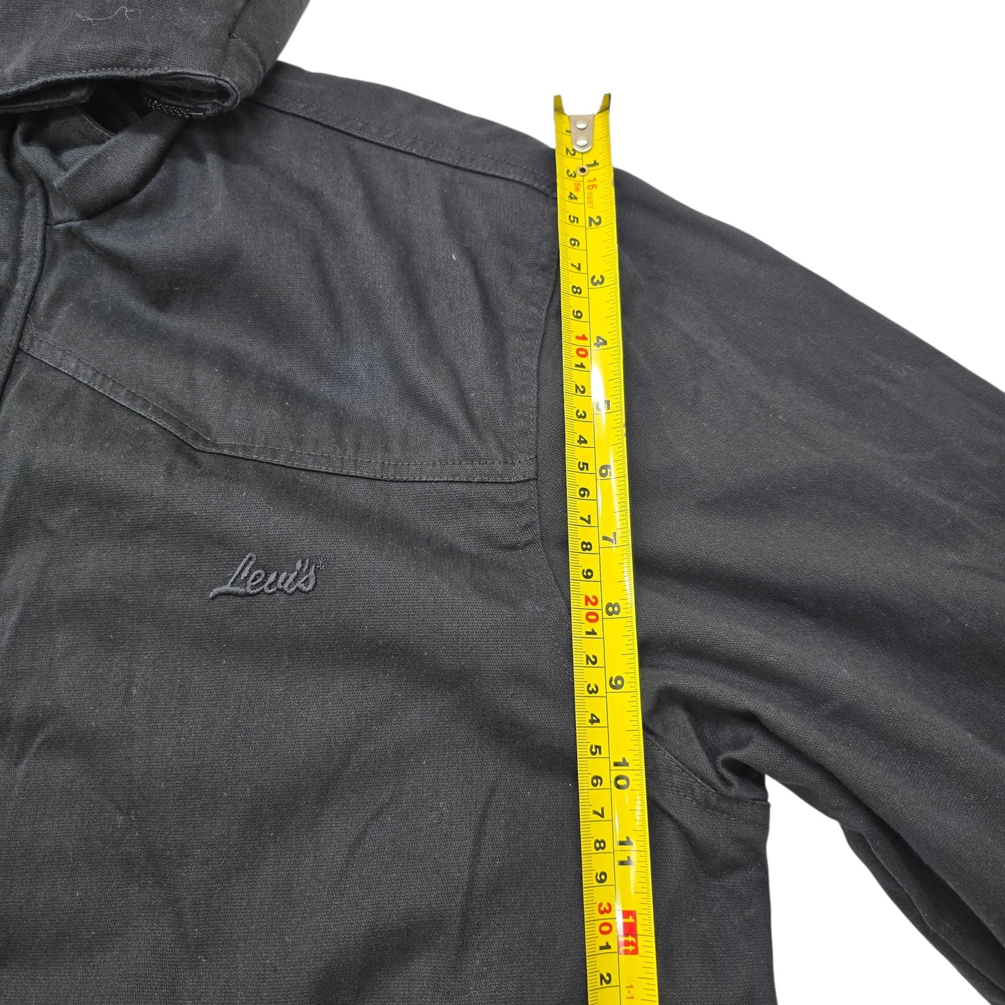 Levi's Mens Black Utility Parka Jacket Size L Lightweight Hood Pockets Good