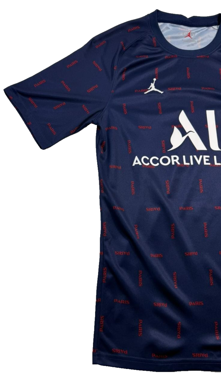 Jordan Men's Psg Paris Saint-Germain Pre-Match Navy Print Shirt Size S