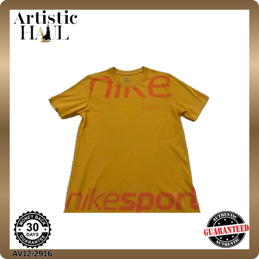 Nike Men's Yellow T-Shirt – Size S, Short Sleeve, Crew Neck – Ref F48FF