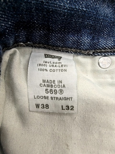 Levi's 569 Loose Straight Dark Wash Jeans 38x32 Men's