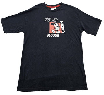 Disney Mickey Mouse Black Graphic T-Shirt XL Men's Cotton