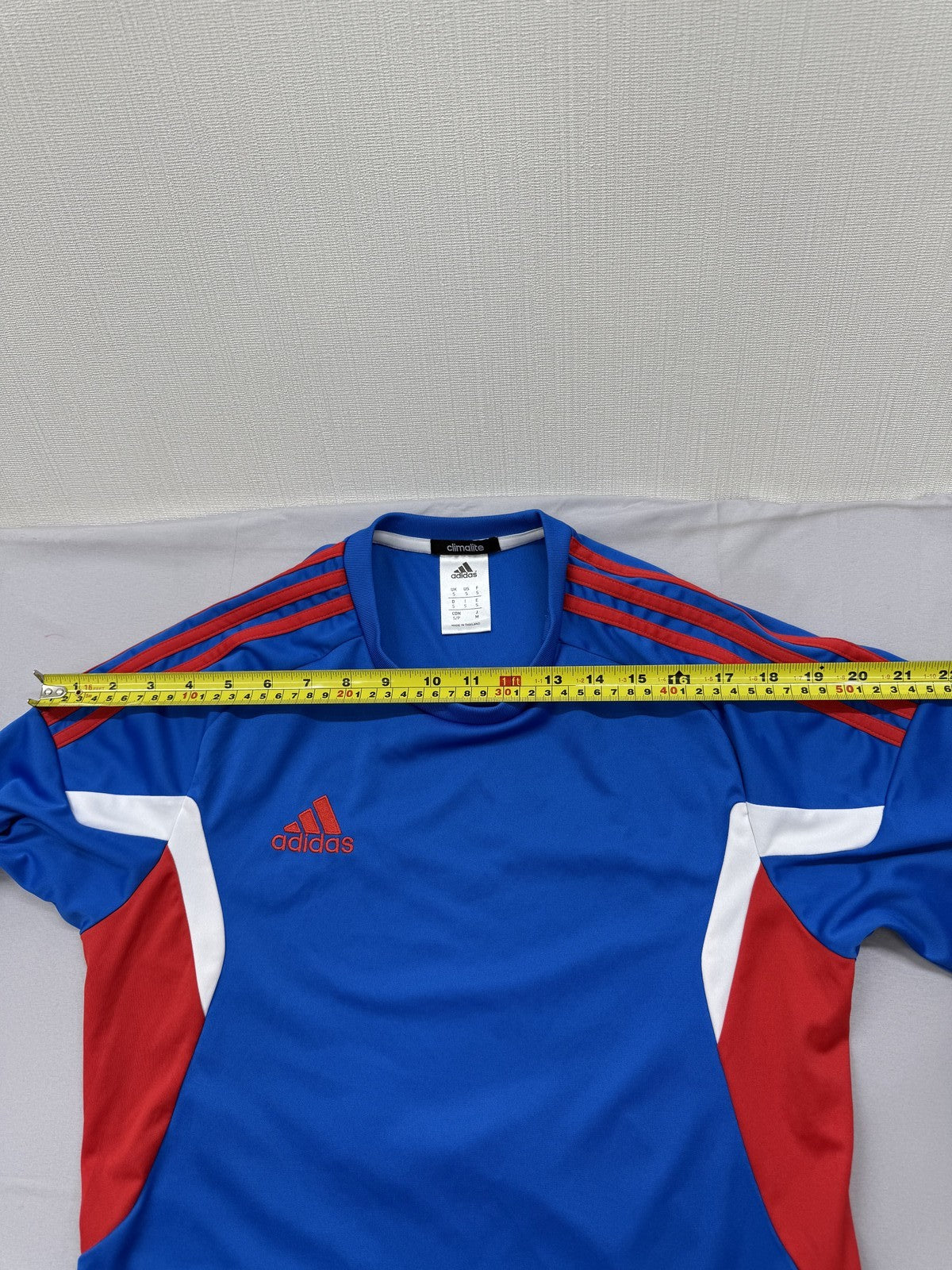 Adidas Men's Blue Stripe Short Sleeve Climalite Jersey S Thailand