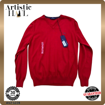 Harmont & Blaine Red V-Neck Long Sleeve Men's L Sweater