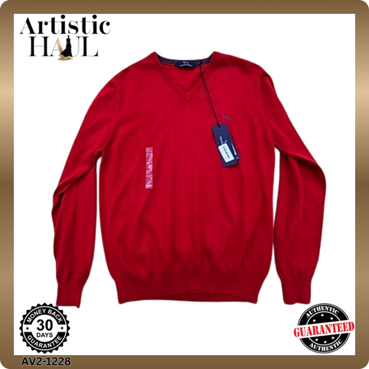Harmont & Blaine Men's Red Sweater – Size L, Long Sleeve, V-Neck