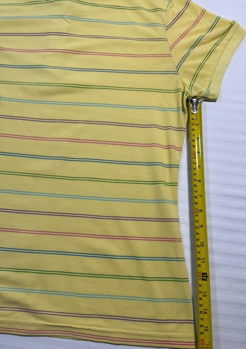 Lacoste Men Yellow Multi-Color Striped Pique Polo Shirt Croc Logo XXXL