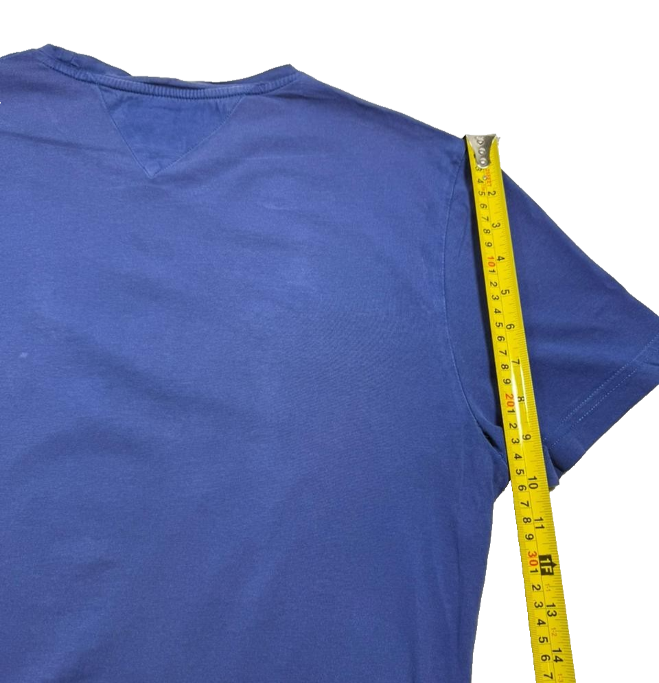 Tommy Hilfiger Men's Blue Organic Cotton T-Shirt Logo Short Sleeve Size L