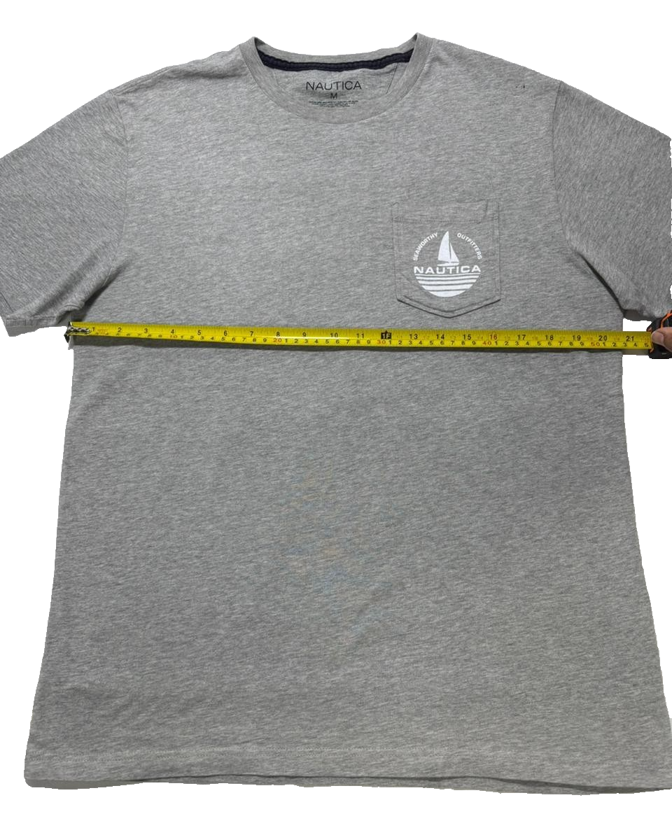 Nautica Men's Medium Grey Short Sleeve Graphic Tee T-Shirt Seaworthy Outfitters